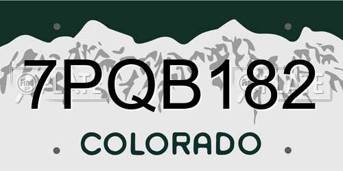 7PQB182 Colorado License Plate