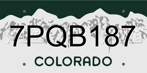 7PQB187 Colorado License Plate