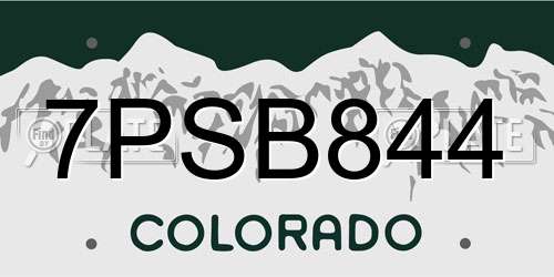 7PSB844 Colorado License Plate