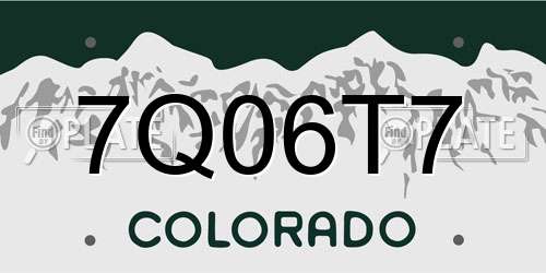7Q06T7 Colorado License Plate