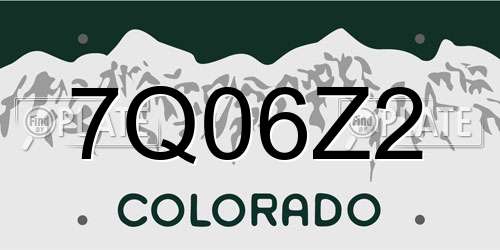 7Q06Z2 Colorado License Plate