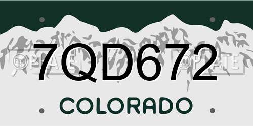 7QD672 Colorado License Plate