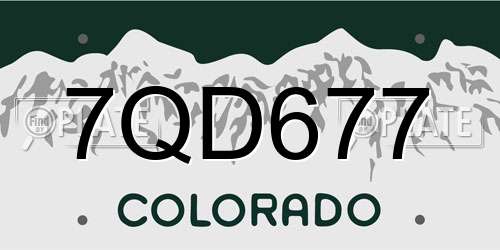 7QD677 Colorado License Plate