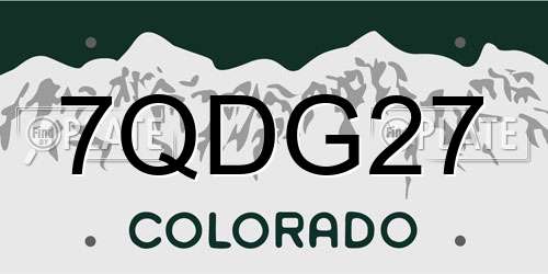 7QDG27 Colorado License Plate