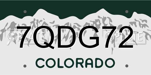 7QDG72 Colorado License Plate