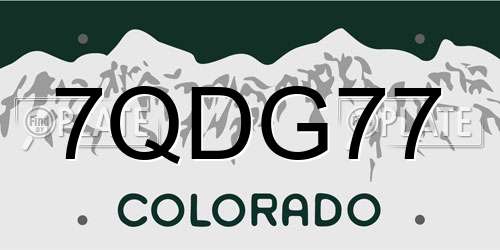 7QDG77 Colorado License Plate