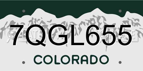 7QGL655 Colorado License Plate