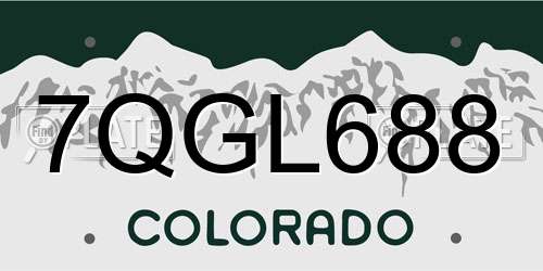 7QGL688 Colorado License Plate
