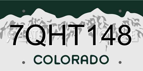 7QHT148 Colorado License Plate