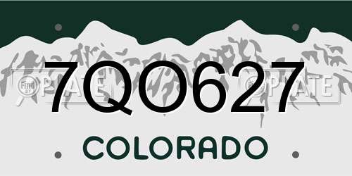 7QO627 Colorado License Plate