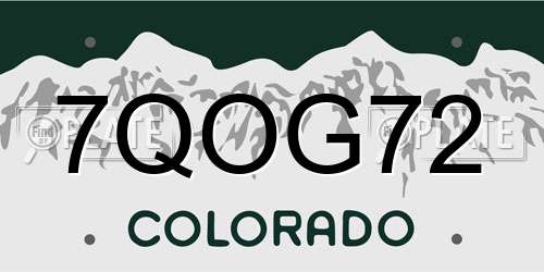 7QOG72 Colorado License Plate