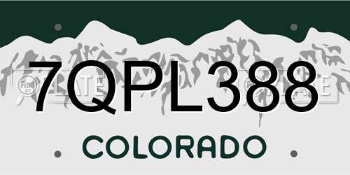 7QPL388 Colorado License Plate