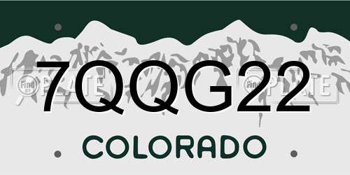 7QQG22 Colorado License Plate