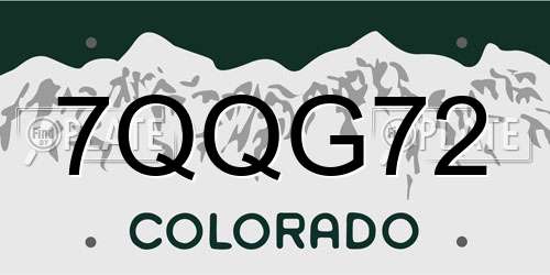7QQG72 Colorado License Plate