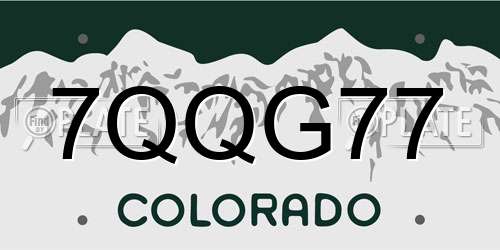 7QQG77 Colorado License Plate