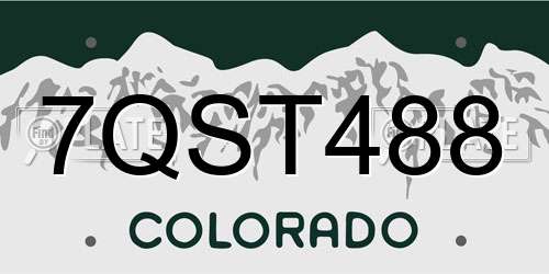 7QST488 Colorado License Plate