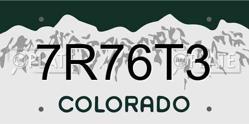 7R76T3 Colorado License Plate