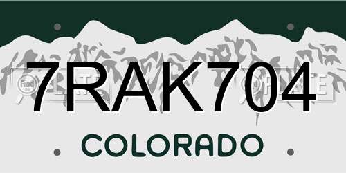 7RAK704 Colorado License Plate