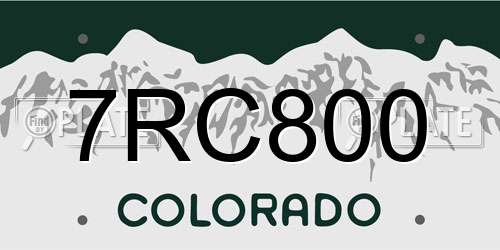 7RC800 Colorado License Plate