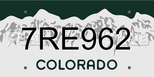 7RE962 Colorado License Plate