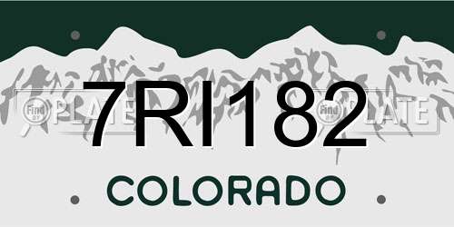 7RI182 Colorado License Plate