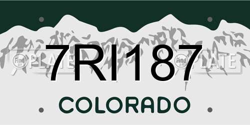 7RI187 Colorado License Plate