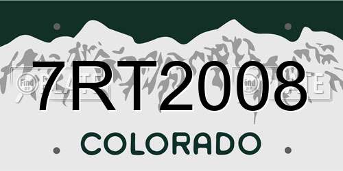 7RT2008 Colorado License Plate