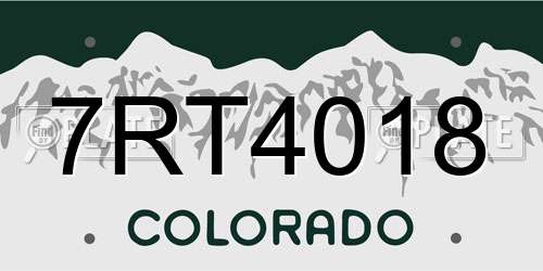 7RT4018 Colorado License Plate