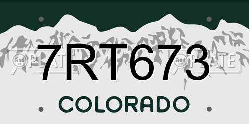 7RT673 Colorado License Plate