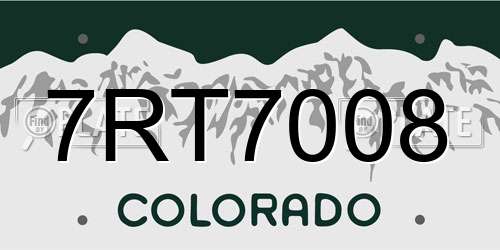 7RT7008 Colorado License Plate