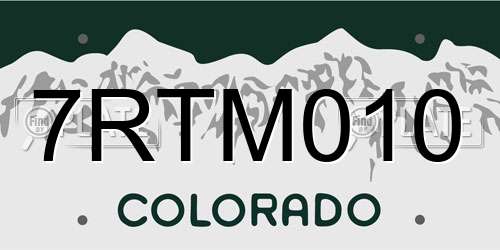 7RTM010 Colorado License Plate