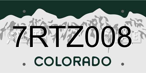 7RTZ008 Colorado License Plate