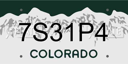 7S31P4 Colorado License Plate
