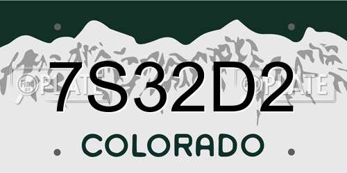 7S32D2 Colorado License Plate