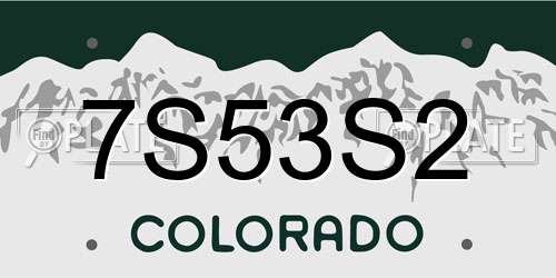 7S53S2 Colorado License Plate