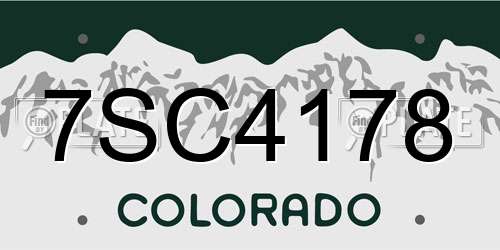 7SC4178 Colorado License Plate