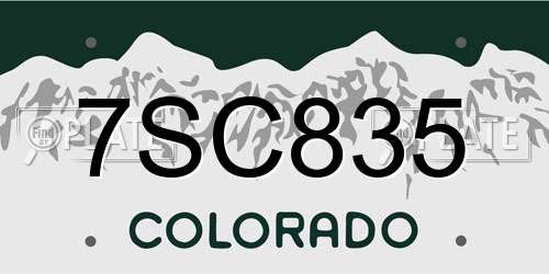 7SC835 Colorado License Plate