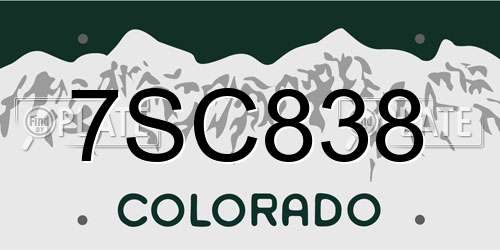 7SC838 Colorado License Plate