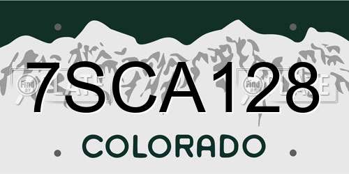 7SCA128 Colorado License Plate