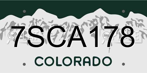 7SCA178 Colorado License Plate