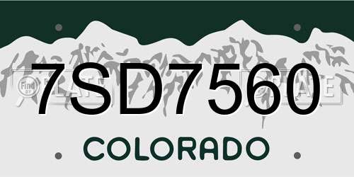 7SD7560 Colorado License Plate