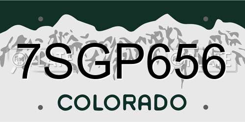 7SGP656 Colorado License Plate