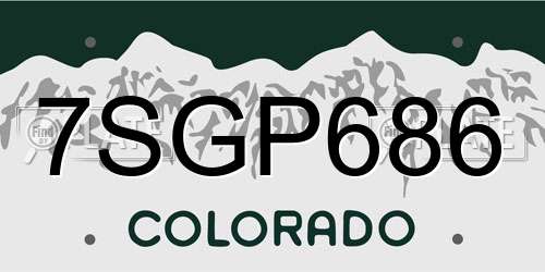 7SGP686 Colorado License Plate