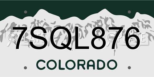 7SQL876 Colorado License Plate