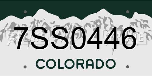 7SS0446 Colorado License Plate