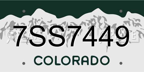 7SS7449 Colorado License Plate