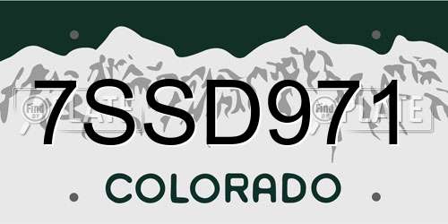 7SSD971 Colorado License Plate