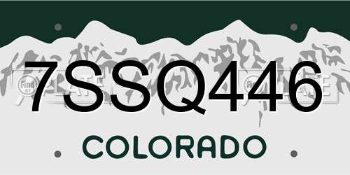 7SSQ446 Colorado License Plate