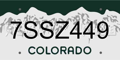 7SSZ449 Colorado License Plate