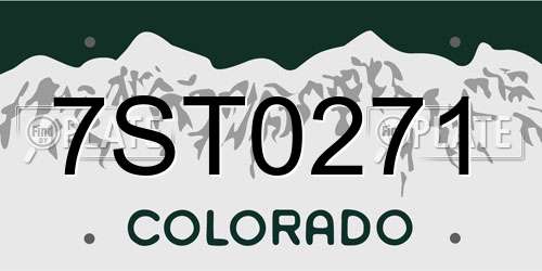 7ST0271 Colorado License Plate
